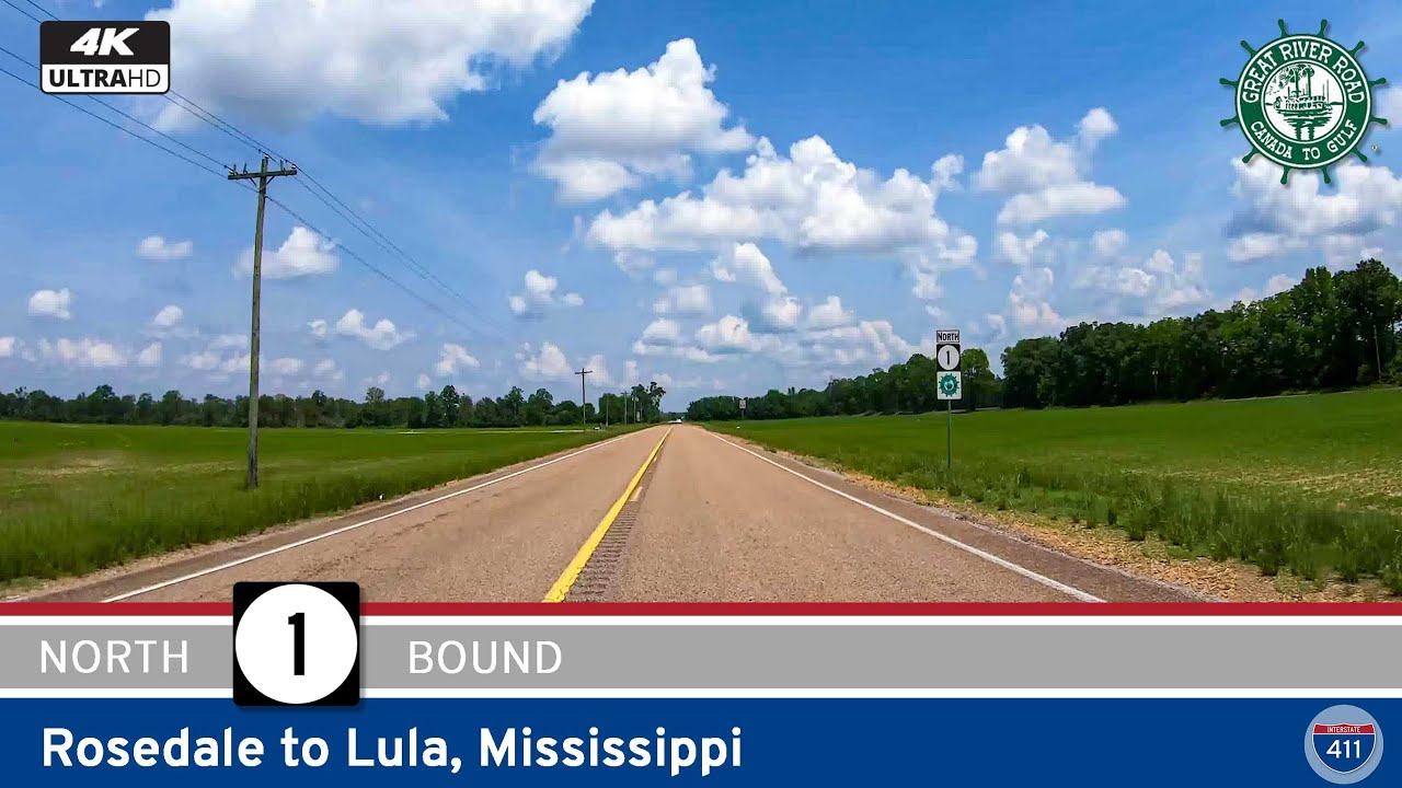 Travel 54 miles through the Mississippi Delta along Mississippi Highway 1 from Rosedale to Lula. Part of the scenic Great River Road, this drive offers rural charm, historic Delta towns, and a deep look into the region’s cultural and agricultural heritage.